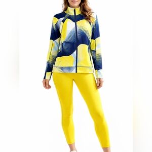 Isabella Activewear 2PC Set Jacket Leggings Yellow Blue M NWT